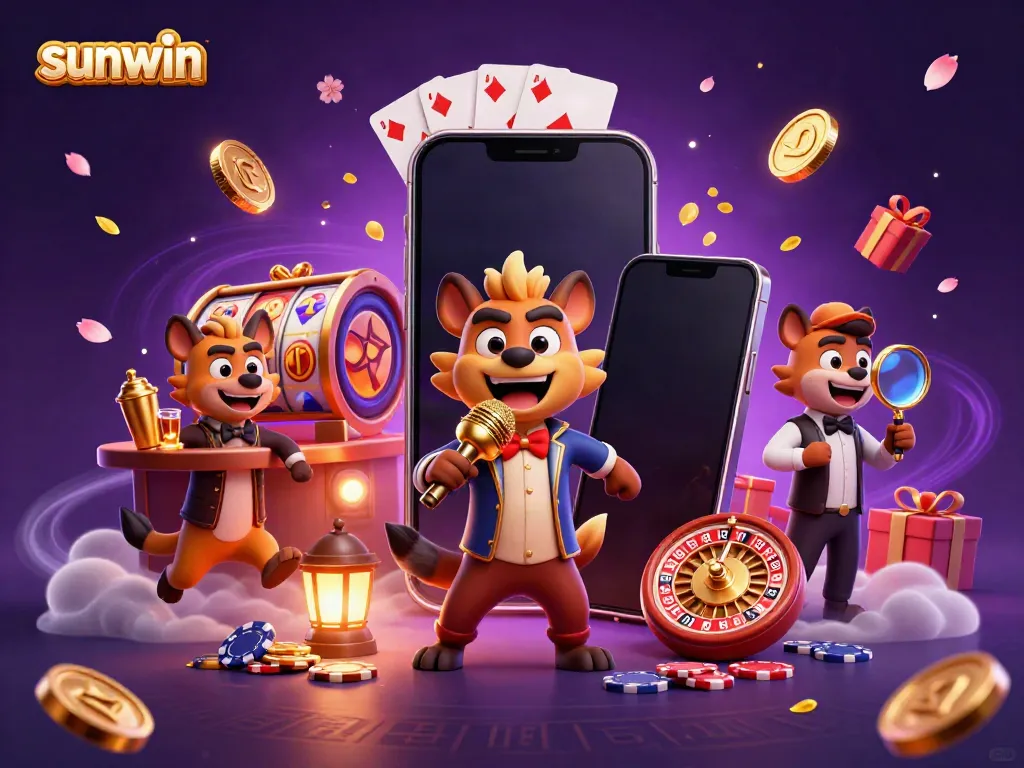 Engage with excitement at sunwin casino featuring animated hyenas in a lively game atmosphere.