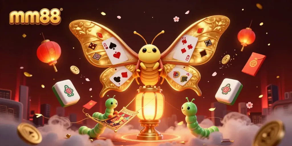 Experience the magic of mm88 with a vibrant 3D casino scene brimming with excitement and rich details.