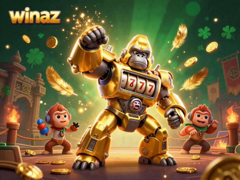 Engage with winaz for thrilling slot experiences in a vibrant 3D casino scene.