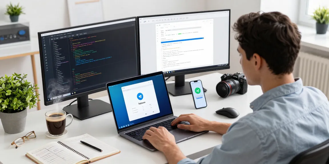 Switching Telegram to the Chinese version in a modern digital workspace with tech tools.